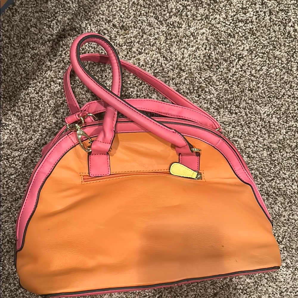 Stylish Pink and Orange Women's Handbag- like new - Picture 2 of 5